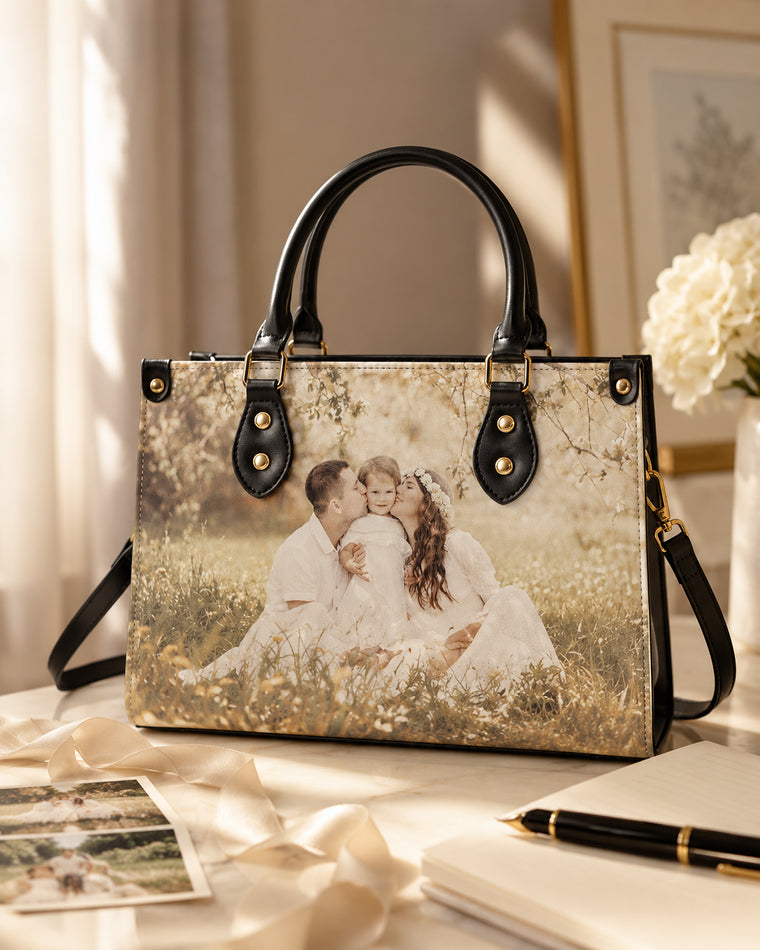 Custom Photo & Text Leather Handbags
