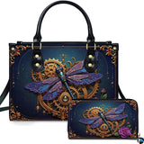 Steampunk Clockwork Dragonfly Handbag and Wallet Set