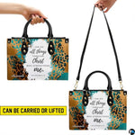 Personalized Abstract Gold Teal Animal Print Scripture Handbag