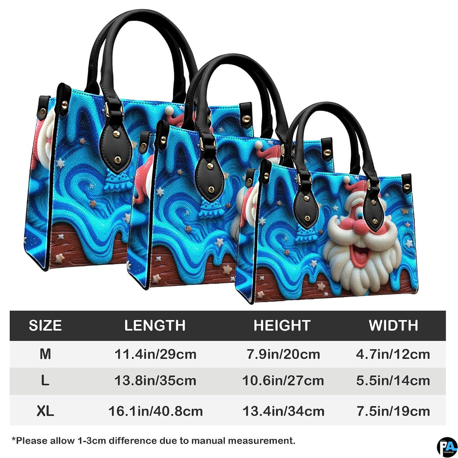 Dimensional size reference chart showing Medium, Large, and Extra Large handbag specifications