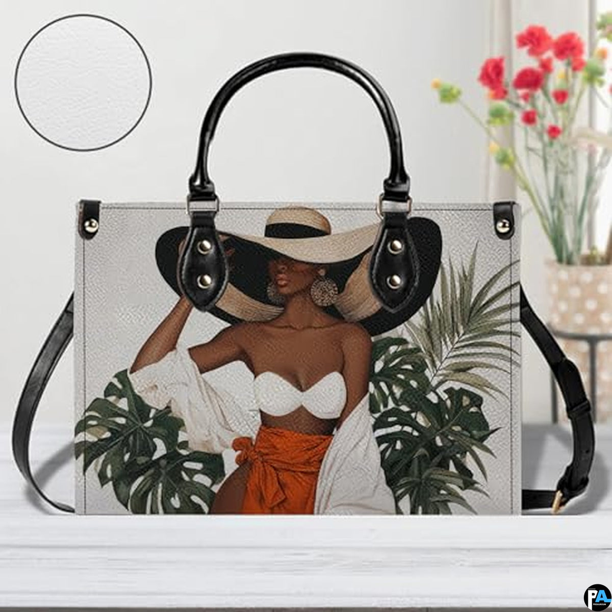 Personalized Tropical Black Woman Art Handbag