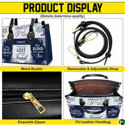 Side perspective of blue hymn handbag displaying structured silhouette