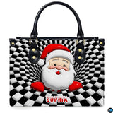 Optical Illusion Santa Claus Checkerboard Handbag