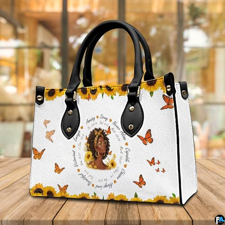 Personalized Leather Handbag for Black Women, Custom African Purse Bag Set, Birthday Meaningful Gifts for Mom, Friend