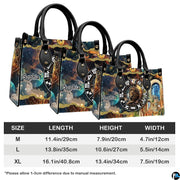 Comparative sizing chart showing three proportion options for Celestial Lion Satchel Handbag.