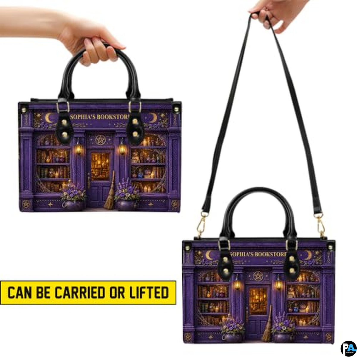 Personalized Book Lover Leather Handbag for Women, 3D Bookstore Library Tote Bag, Literary Gift for Readers, Bookworms