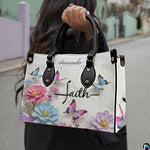 Coordinating floral butterfly cross tote handbag and zippered wallet duo