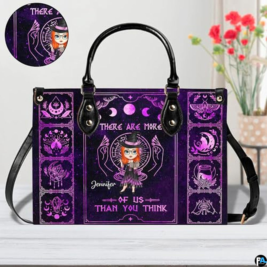 Personalized Witch Leather Bags, Halloween Purses For Women, Witch Art Bag, Spooky Halloween Purses, Holiday Gifts