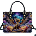 Personalized Dragon Leather Handbag, Fantasy Gothic Purse for Women, Mythical Shoulder Bag Gift for Dragon Lovers
