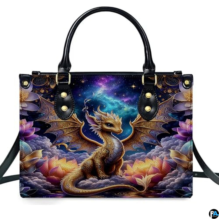 Personalized Dragon Leather Handbag, Fantasy Gothic Purse for Women, Mythical Shoulder Bag Gift for Dragon Lovers