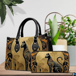 Black Cat Leather Bag – Vintage Cat Art Handbag, Stylish Animal-Themed Purse, Unique Gift for Cat Lovers
