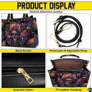 Four-panel showcase illustrating design details, hardware, and interior layout.
