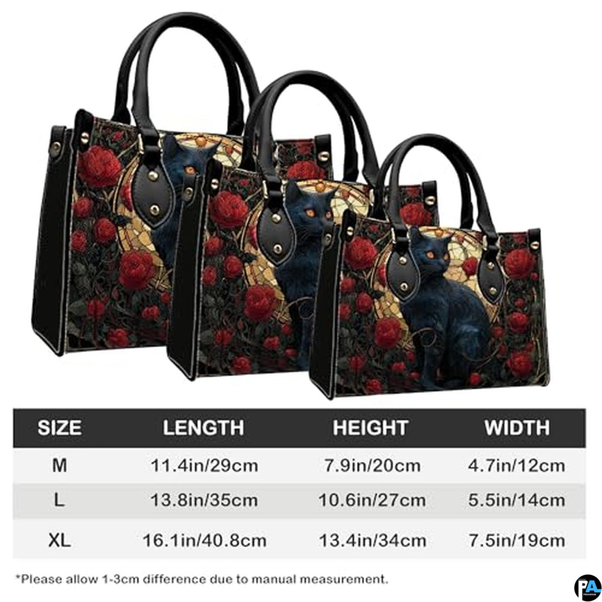 Black Cat Leather Bag – Vintage Cat Art Handbag, Stylish Animal-Themed Purse, Unique Gift for Cat Lovers