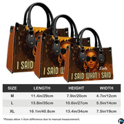 Dimension and size comparison overview showcasing three scaled sizes of the statement handbag.