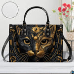 Black Cat Leather Bag – Vintage Cat Art Handbag, Stylish Animal-Themed Purse, Unique Gift for Cat Lovers