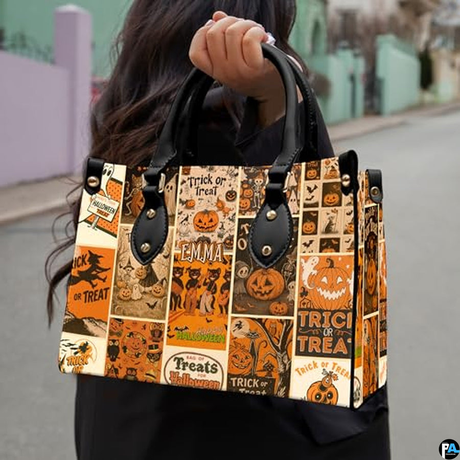 Personalized Witch Leather Bags, Halloween Purses For Women, Witch Art Bag, Spooky Halloween Purses, Holiday Gifts