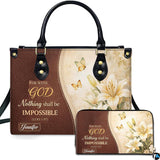 Christian Faith Scripture White Lily Floral Handbag and Wallet Set