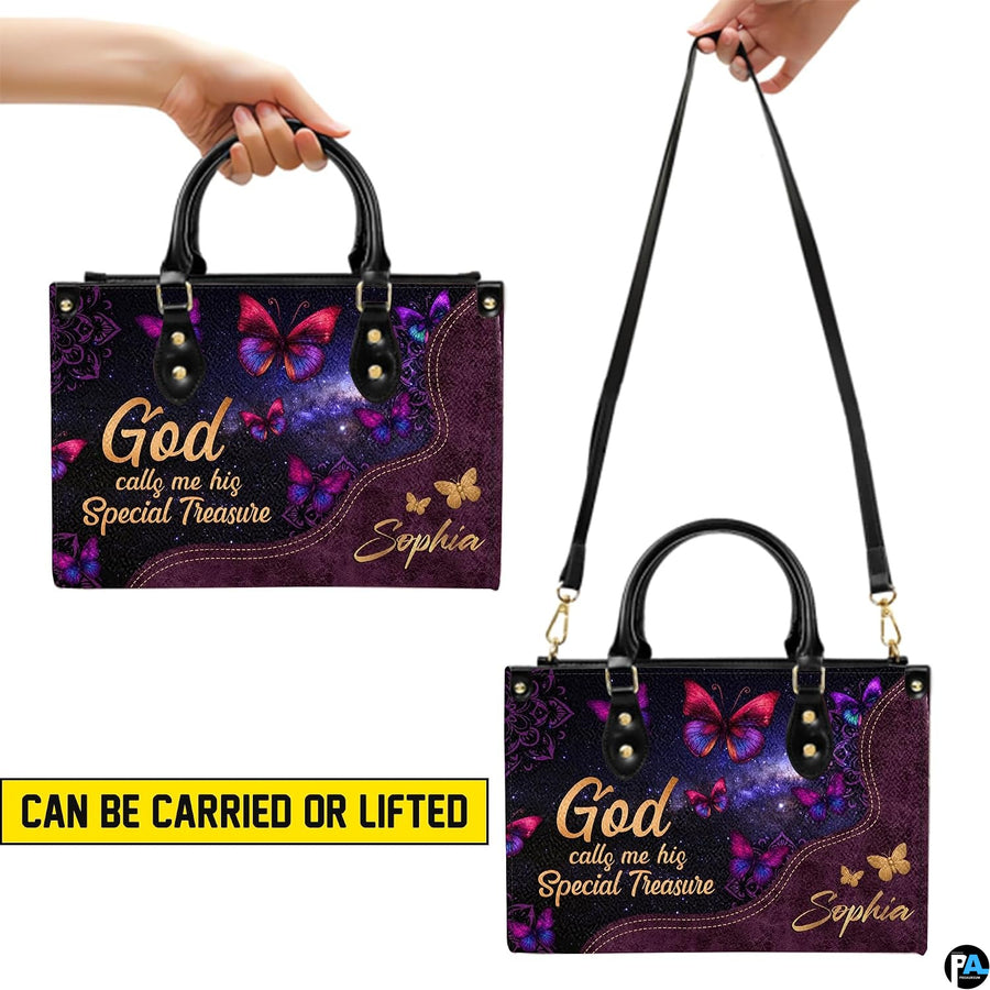 Interior compartment view displaying lining and inner organization of cosmic galaxy handbag.