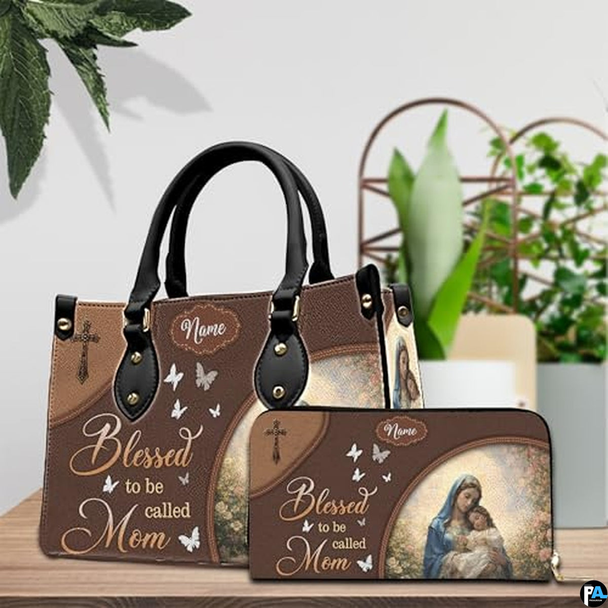 Personalized Leather Tote Bag and Purse for Mom Grandma, Custom Name Tote Bag, Birthday Gift for Mother, Grandma Gift Idea