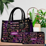 Close-up of celebratory typography and beauty graphics on structured tote handbag