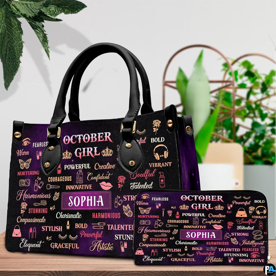 Close-up of celebratory typography and beauty graphics on structured tote handbag