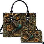 Personalized Animal Leather Handbag – Custom Name Flowers with 2D Print with 3D Effect – Gift for Gramma, Mom, Daughter