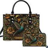 Vintage Hummingbird Handbag with Botanical Artwork