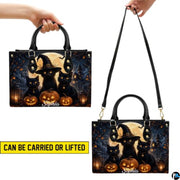 Black Cat Leather Bag – Vintage Cat Art Handbag, Stylish Animal-Themed Purse, Unique Gift for Cat Lovers