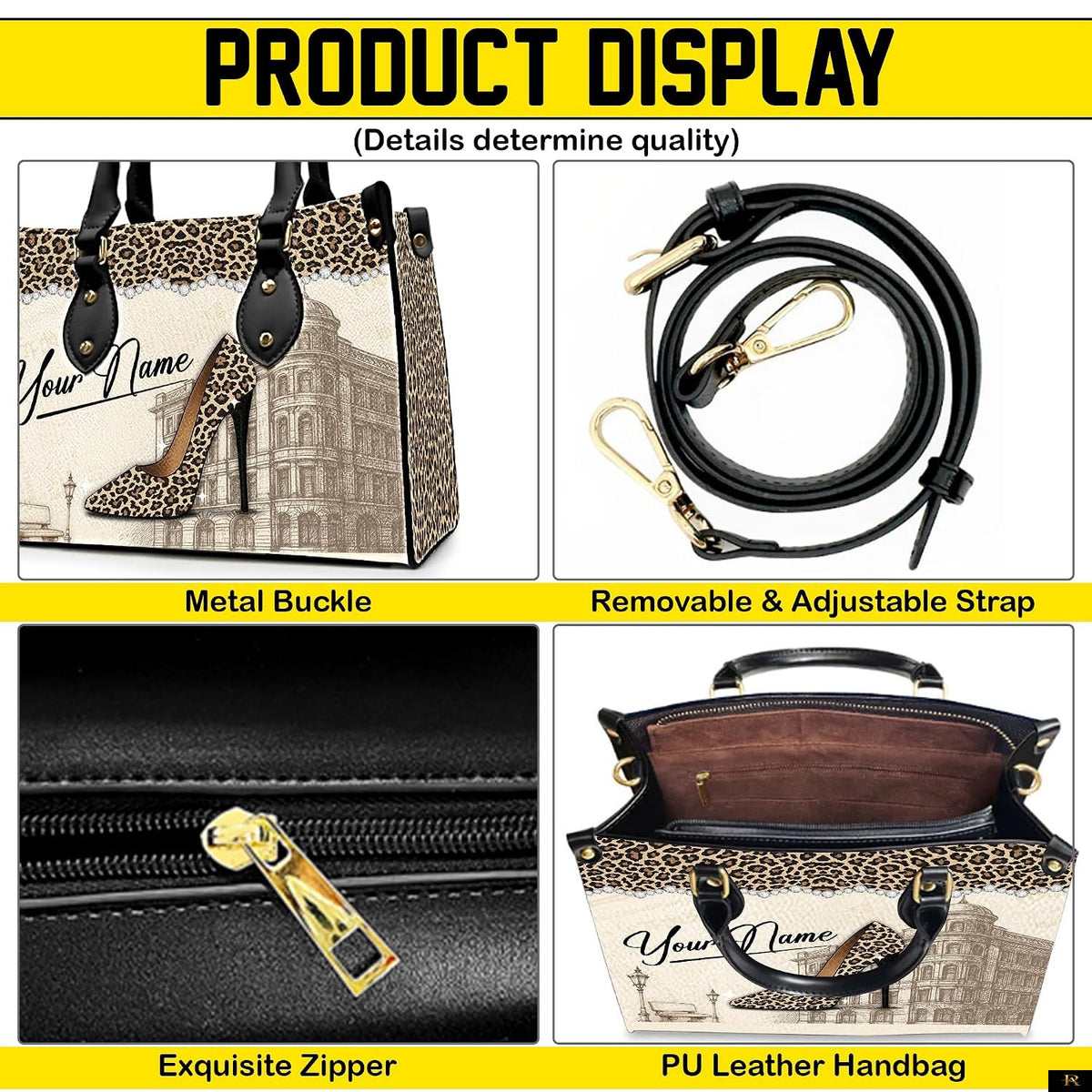 PREAUREUM "{split_values}" Personalized {collection_title} Leather Handbag