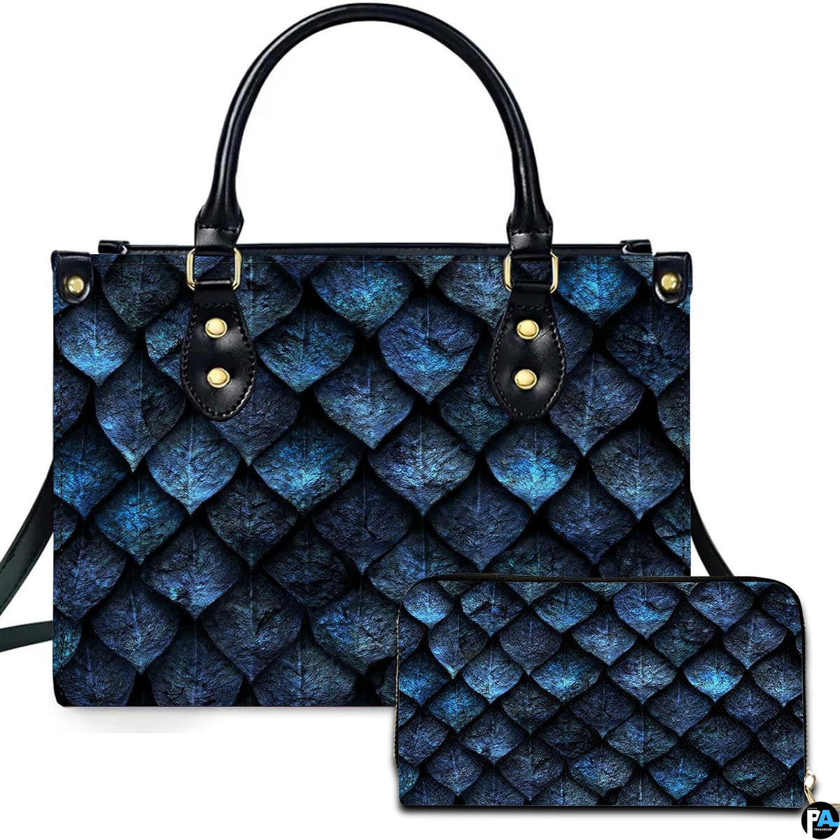 Personalized Fantasy Blue Dragon Scale Handbag for Dragon Lovers Gift
