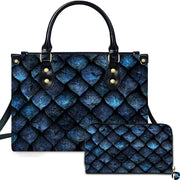Personalized Fantasy Blue Dragon Scale Handbag for Dragon Lovers Gift