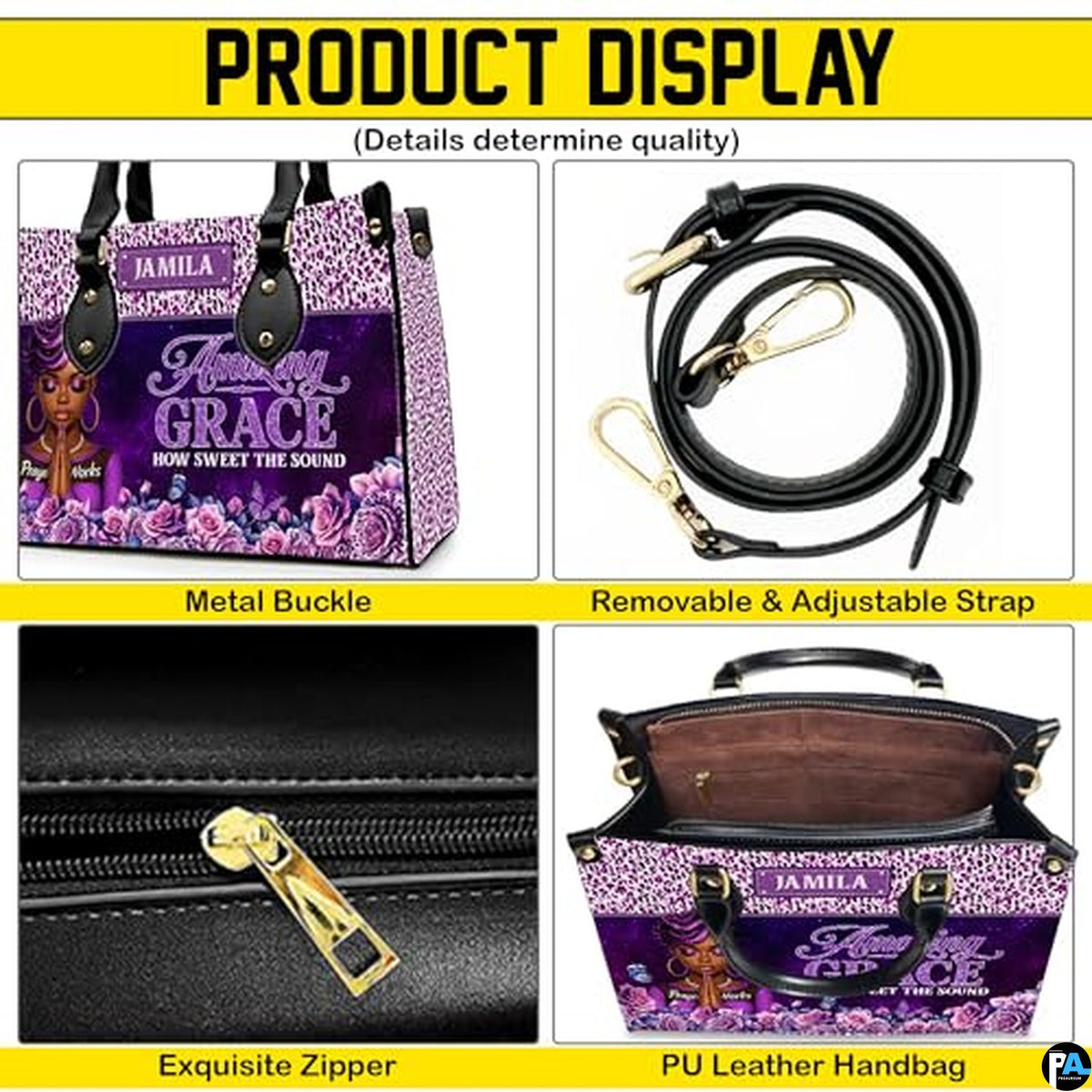 Personalized Leather Handbag for Black Women, Custom African Purse Bag Set, Birthday Meaningful Gifts for Mom, Friend