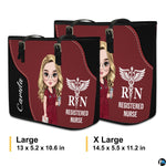 Size comparison chart illustrating dimensions and scale for the Medical Professional Tote Handbag.