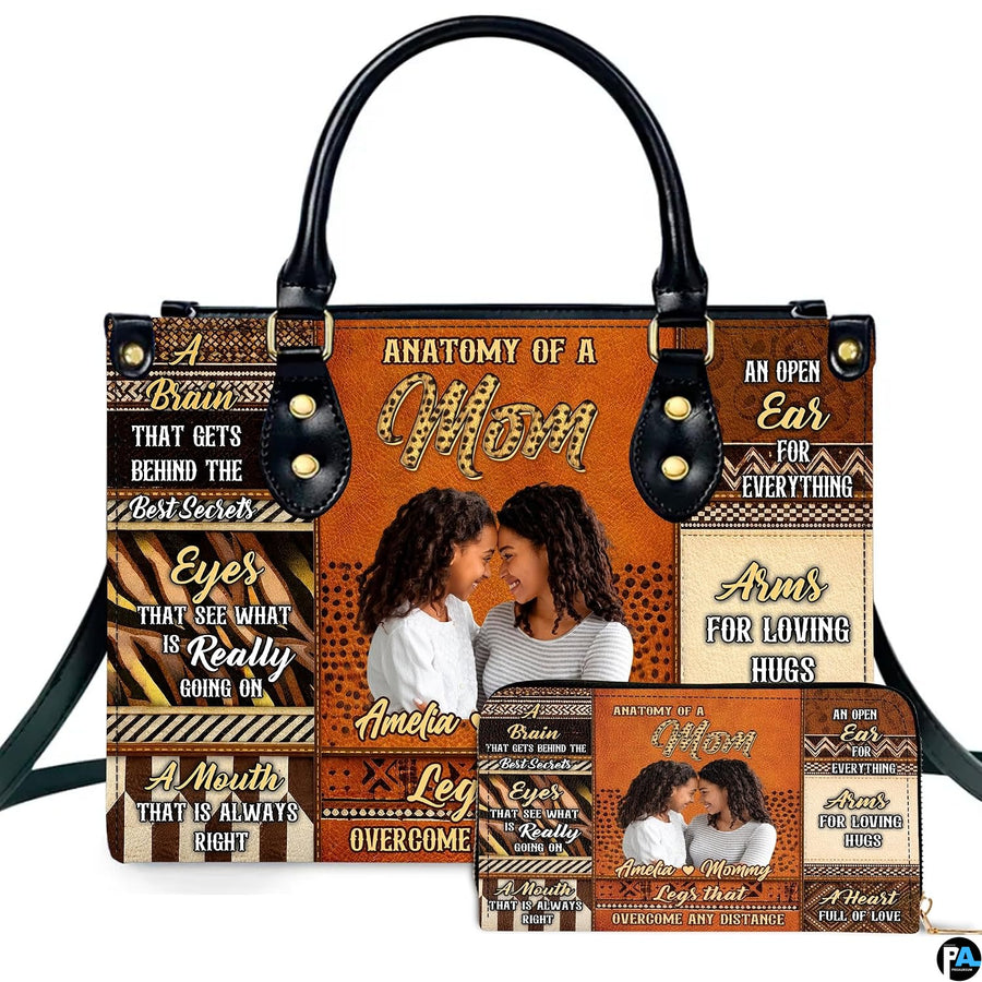 Mothers Day Gift Leather Bag- Personalized Grandmas Purse With Grandkids Names, Grandma Handbag Birthday Gifts For Mom Women