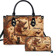 Personalized Witch Leather Bags, Halloween Purses For Women, Witch Art Bag, Spooky Halloween Purses, Holiday Gifts
