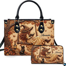 Personalized Witch Leather Bags, Halloween Purses For Women, Witch Art Bag, Spooky Halloween Purses, Holiday Gifts