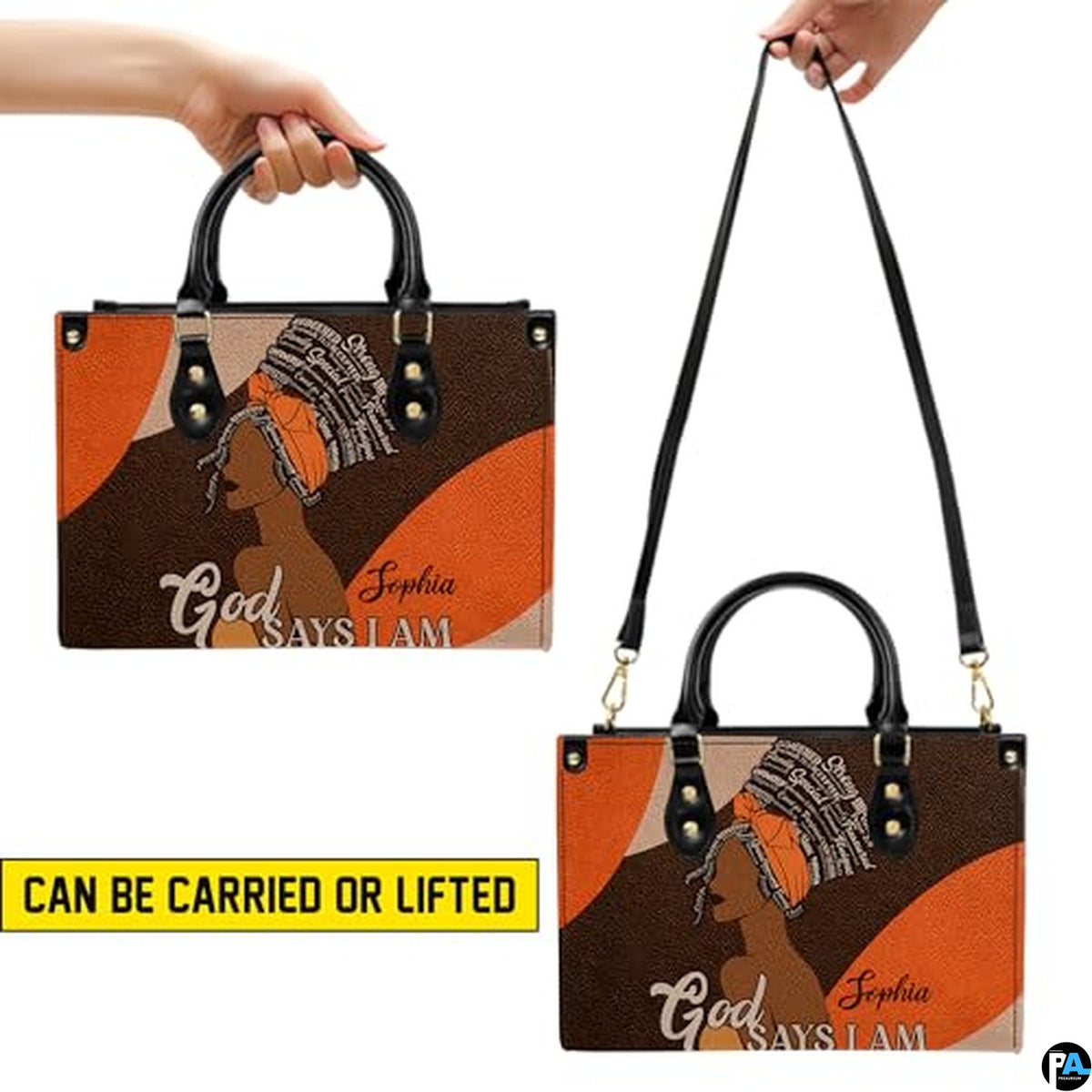 Personalized African American Leather Bag, African Purse, Gifts for Black Girl Women, Black History Handbags