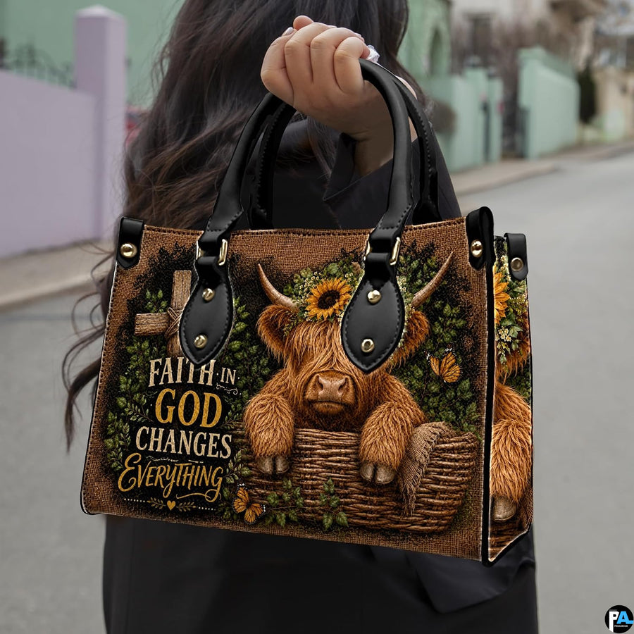 Outdoor perspective showing companion accessory carried by model in casual clothing