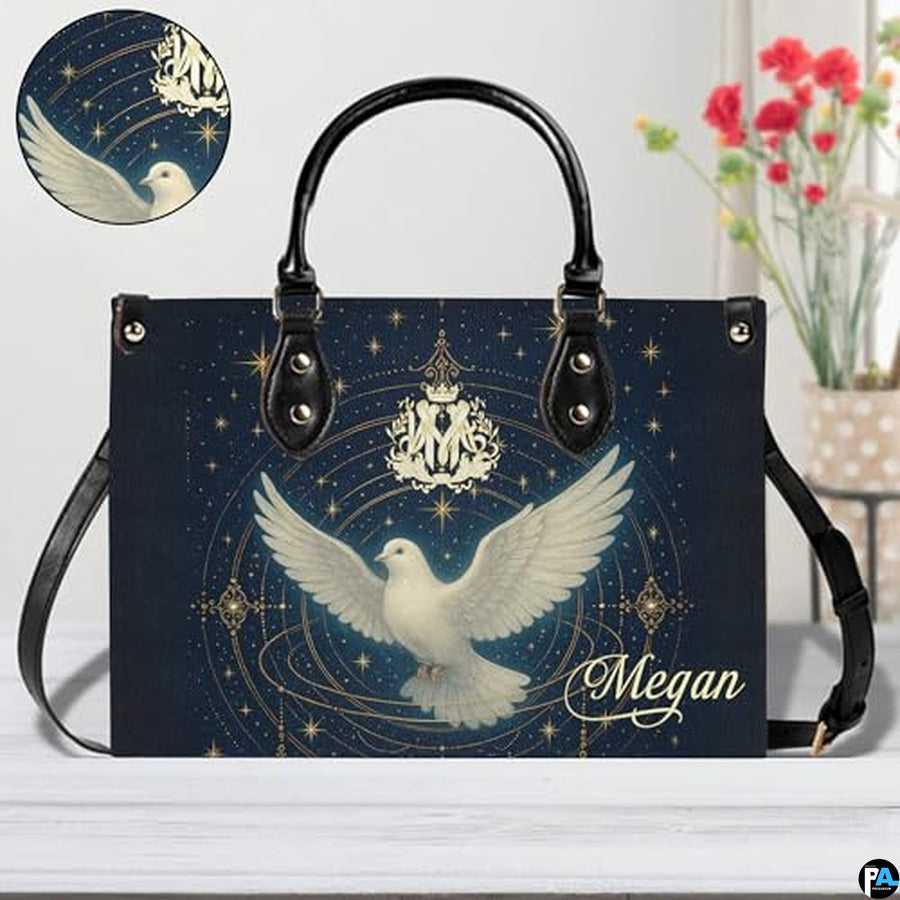 Custom Catholic Virgin Mary Leather Bag, Personalized Name Handbags and Purses for Christian Women Religious Bag Gifts