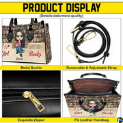 Dimension diagram comparing Medium, Large, and Extra Large proportions for the handbag.
