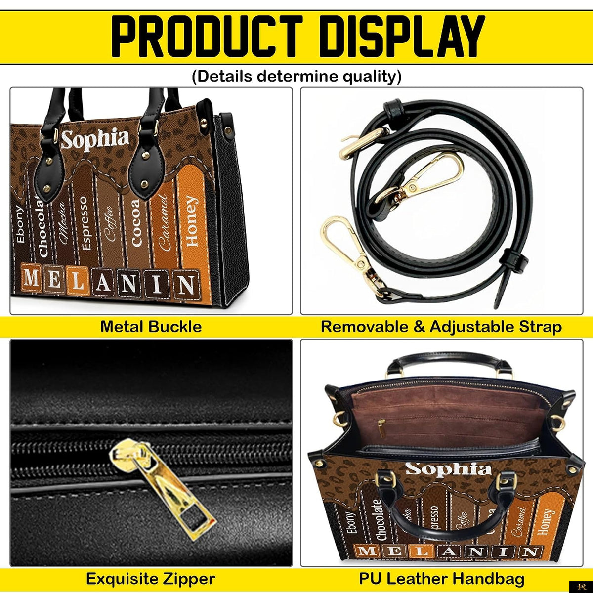 PREAUREUM "{split_values}" Personalized {collection_title} Leather Handbag