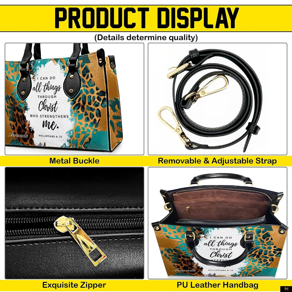 PREAUREUM "{split_values}" Personalized {collection_title} Leather Handbag