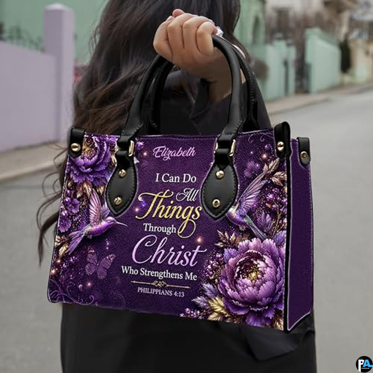 Personalized Flower religious scripture with nature elements Tote Bag