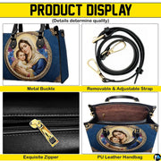 Sapphire Madonna handbag displayed with matching continental wallet
