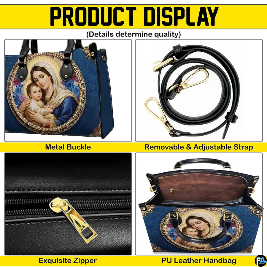 Sapphire Madonna handbag displayed with matching continental wallet