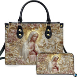 Alabaster Praying Mary Blush Rose Handbag and Wallet Set