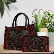 Personalized Halloween Leather Handbag – Custom Witch 3D Printing Effect Purses For Women – Spooky Gothic Shoulder Bag