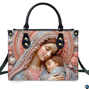 Detailed central medallion showing sleeping Madonna holding sleeping Christ Child