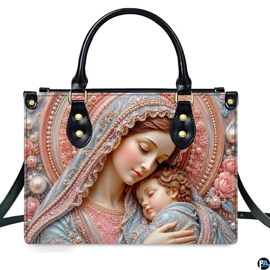 Detailed central medallion showing sleeping Madonna holding sleeping Christ Child