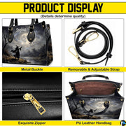 Visual demonstration showing handheld and over-the-shoulder styling options for the accessory.